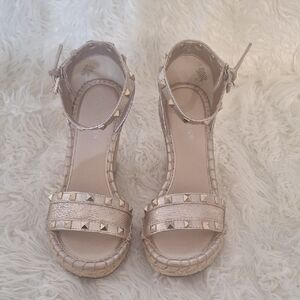 Marc Fisher Kegen2  Studded Espadrille Wedges Gold & Rose Gold
